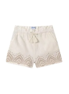 Short Mayoral Bordado Beige Para Niña