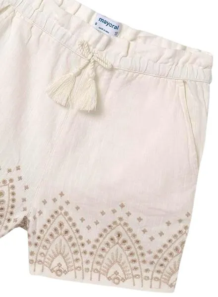 Short Mayoral Bordado Beige Para Niña