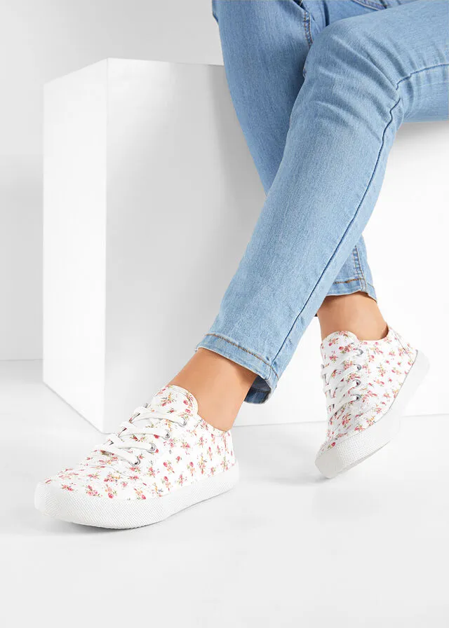 Sneakers bajos blanco con flores