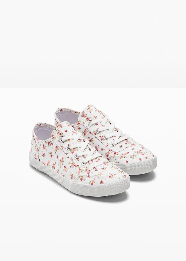 Sneakers bajos blanco con flores