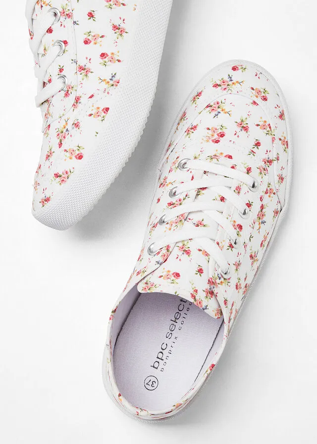 Sneakers bajos blanco con flores