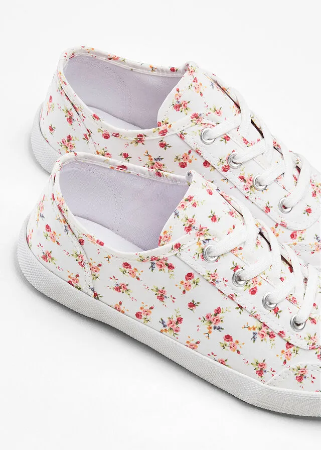 Sneakers bajos blanco con flores