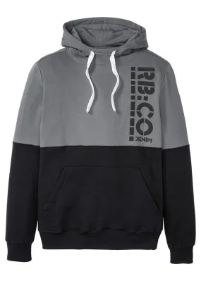 Sudadera con capucha y corte slim Negro/gris humo estampado