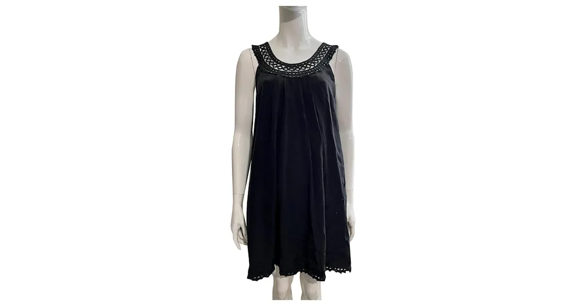 Temperley London Vestido baby doll Temperley de seda y encaje Negro 