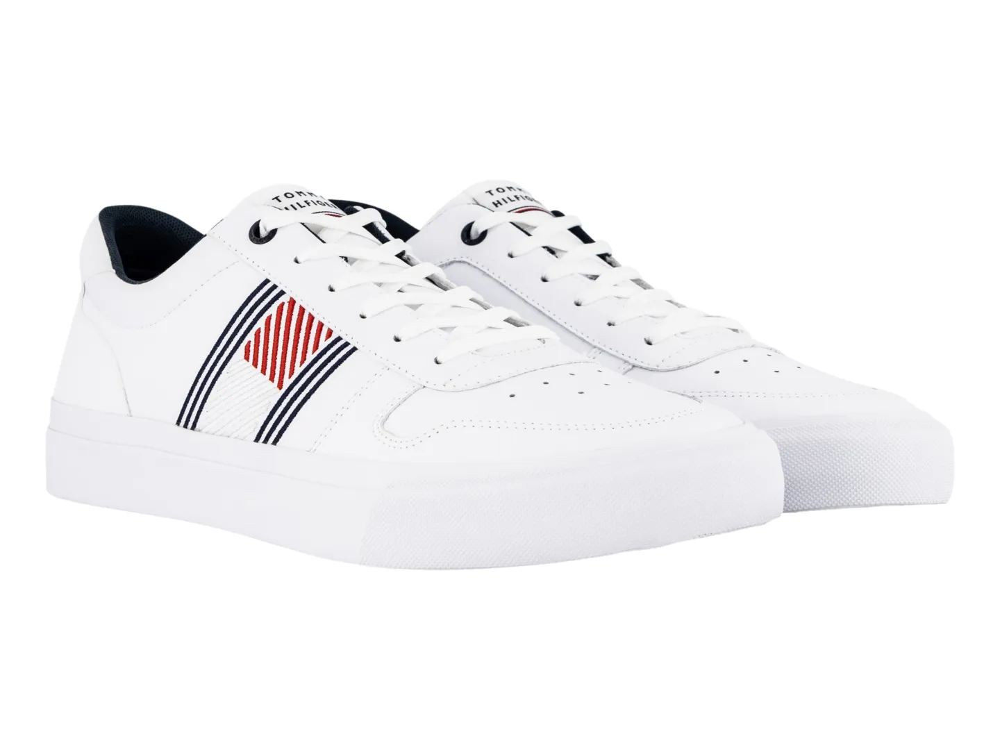 Tenis Tommy Hilfiger Leather Flag Blanco Para Hombre