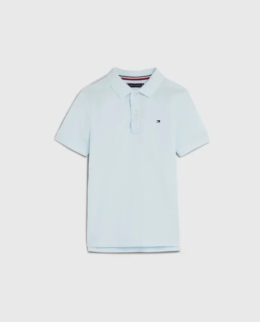 Tommy Hilfiger Polo de bebé niño liso con logo bandera bordado