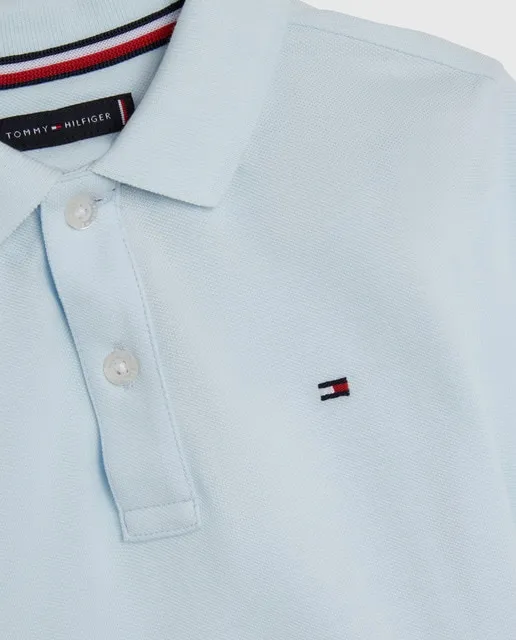 Tommy Hilfiger Polo de bebé niño liso con logo bandera bordado