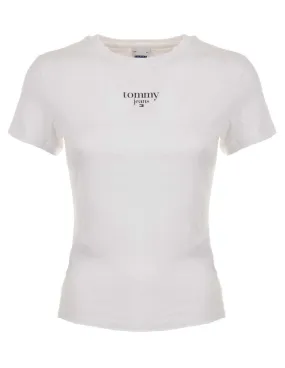 TOMMY JEANS - Camiseta blanca TJW Slim Essential Logo DW0DW18397 Mujer