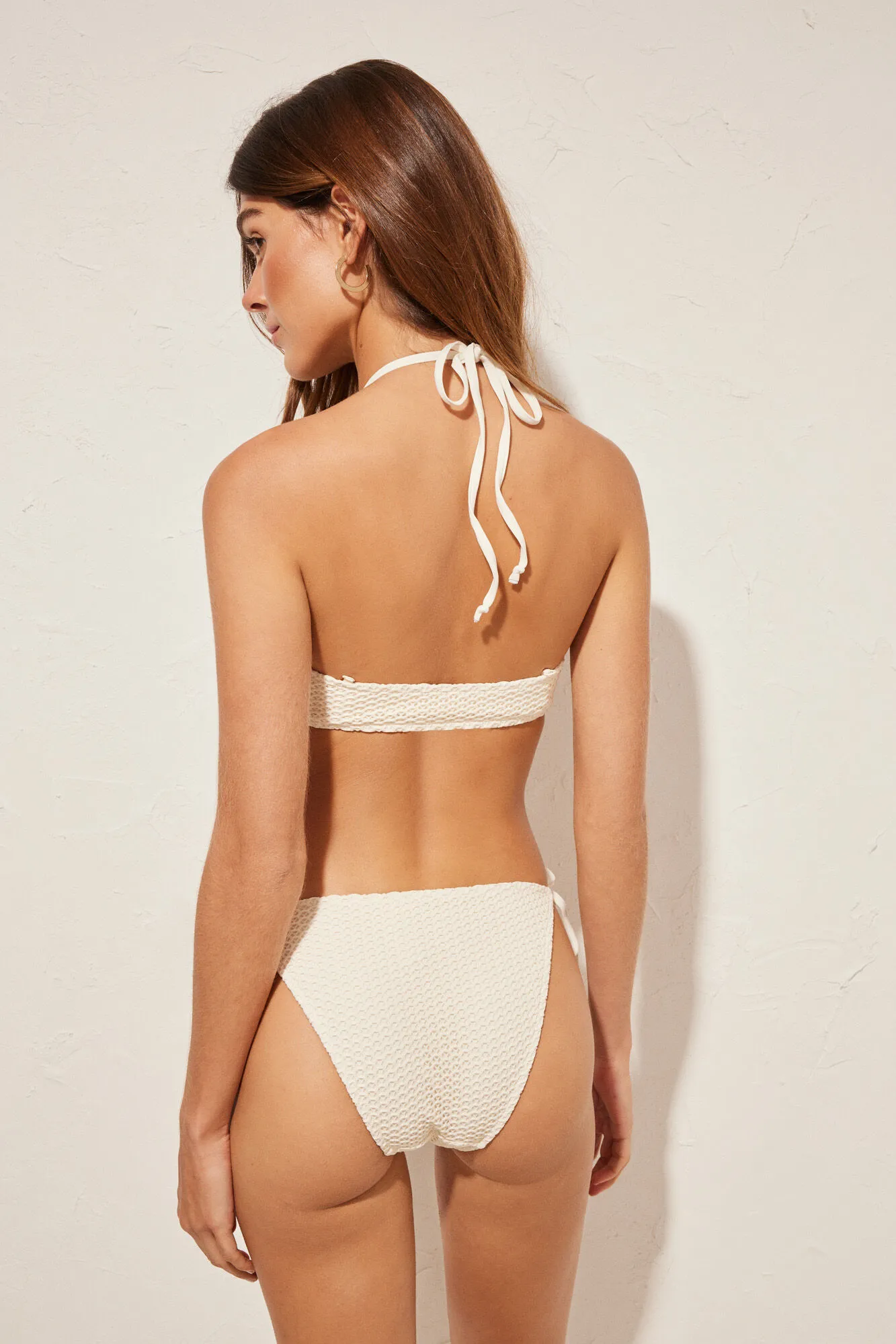 Top bikini tejido textura blanco