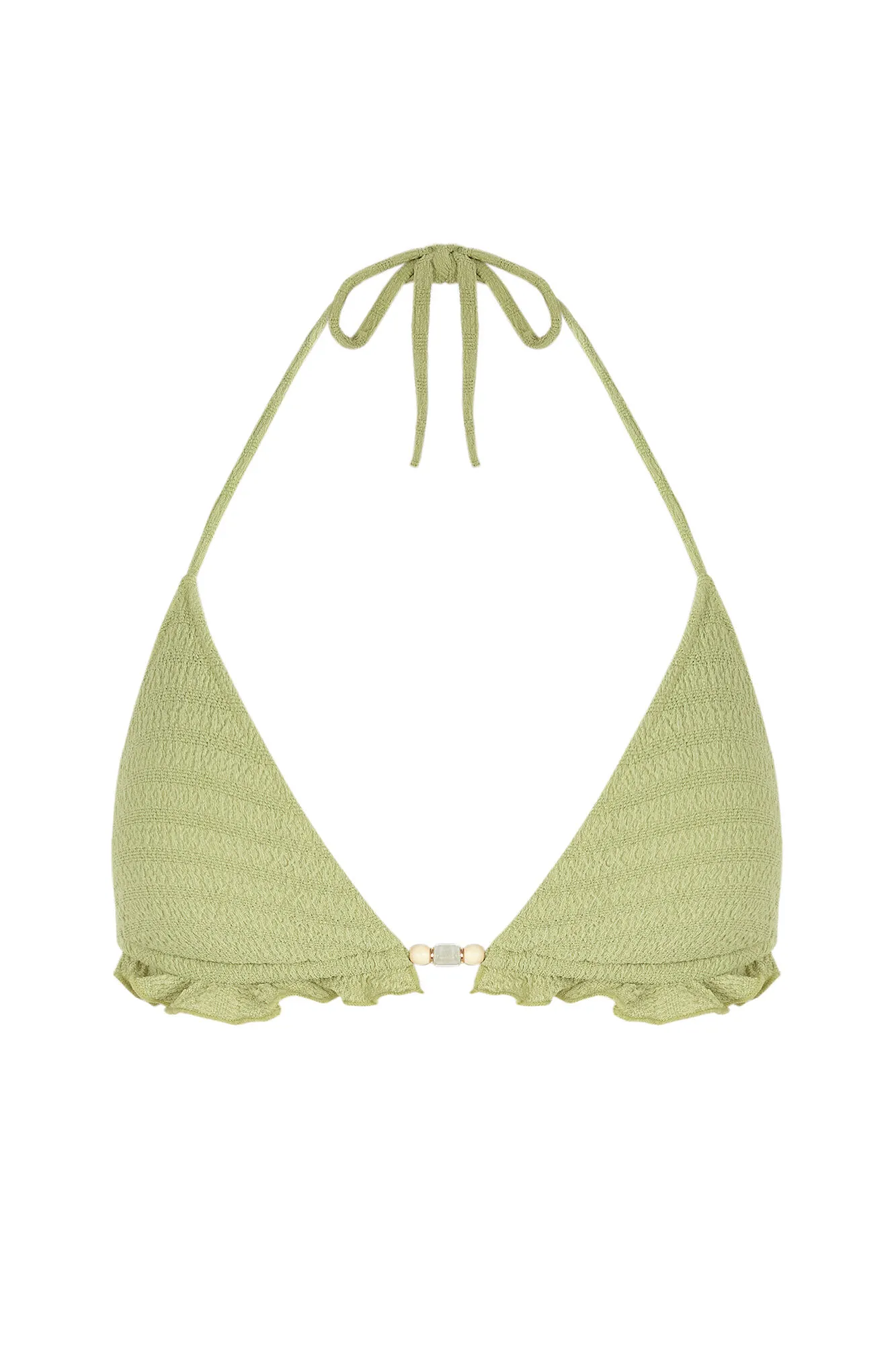 Top bikini triangular textura verde