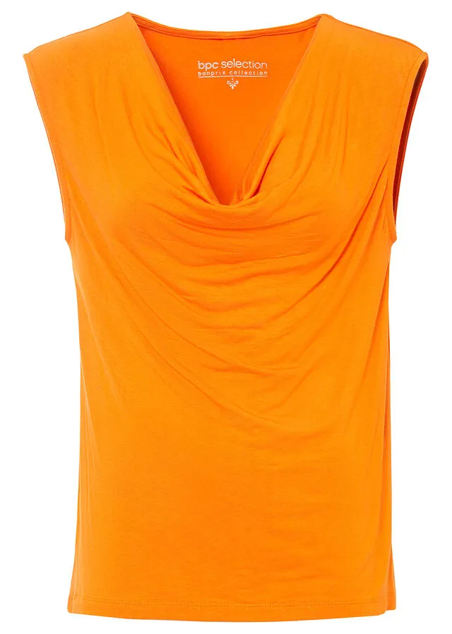 Top con escote cascada Naranja