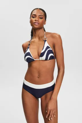 Top de bikini estampado con tirantes al cuello