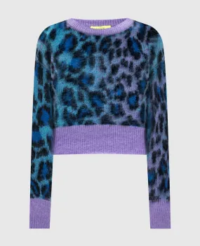 Twinset Actitude Blue sweater with wool in an animalistic pattern