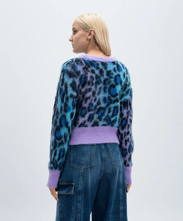 Twinset Actitude Blue sweater with wool in an animalistic pattern