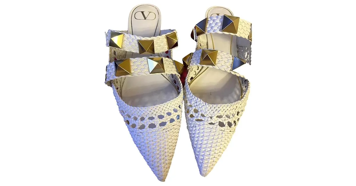 Valentino Garavani Mulas de marfil Crema 