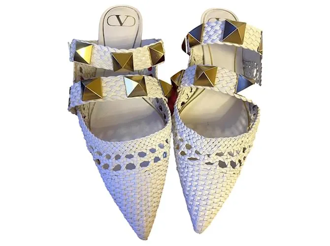 Valentino Garavani Mulas de marfil Crema 