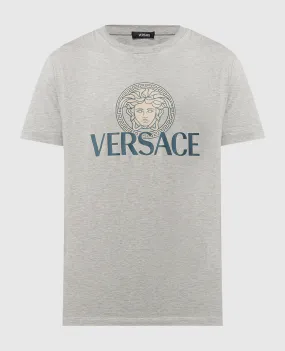 Versace Gray t-shirt with Medusa logo print