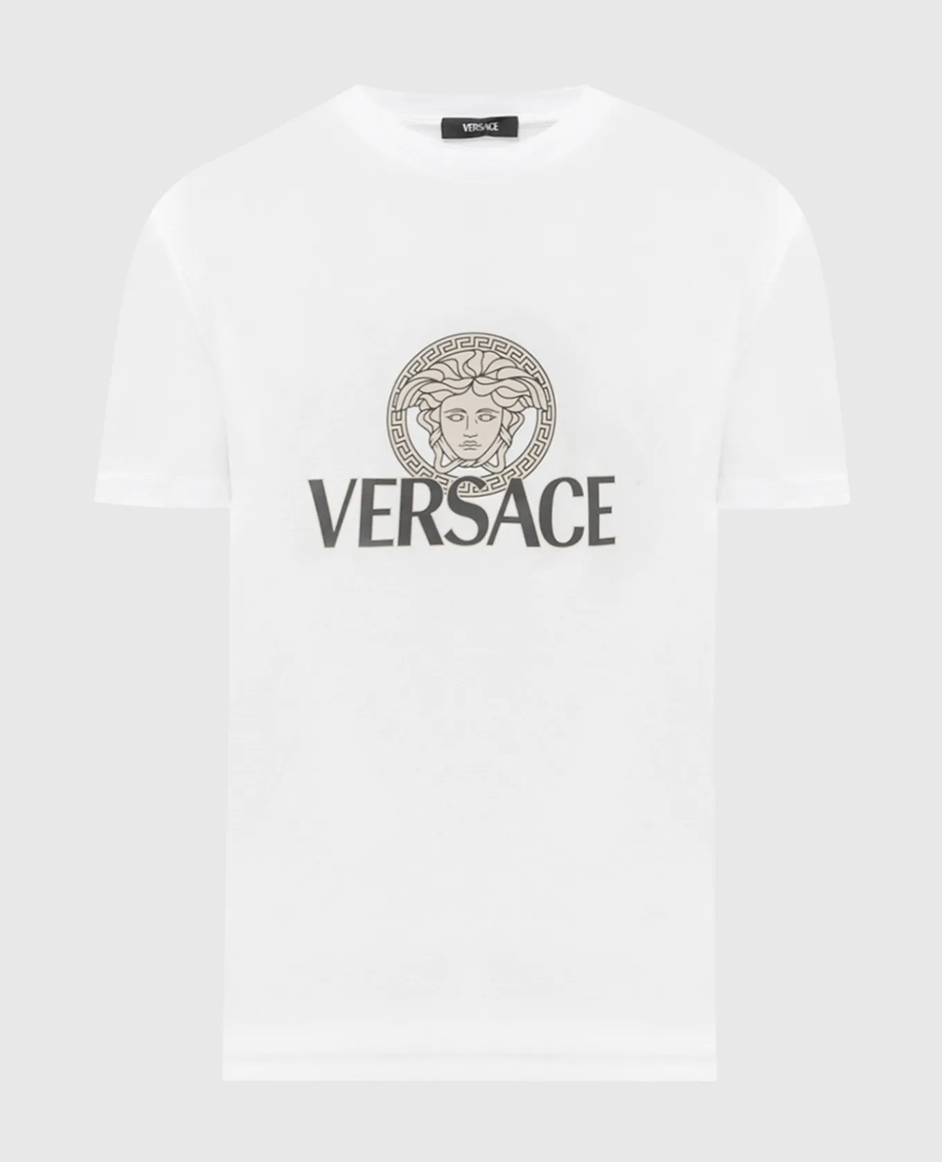 VERSACE WHITE TSHIRT WITH MEDUSA LOGO PRINT