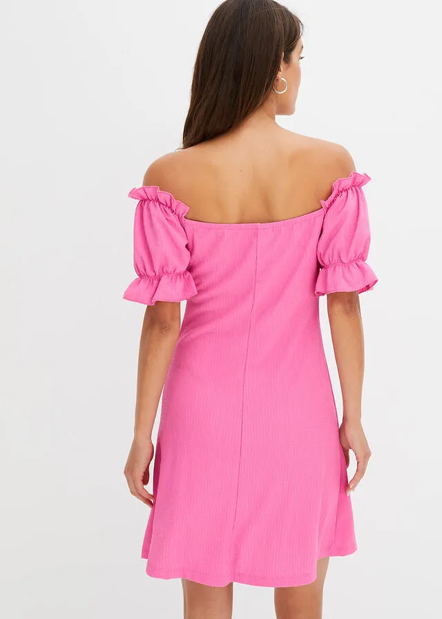 Vestido con escote bañera Fucsia claro