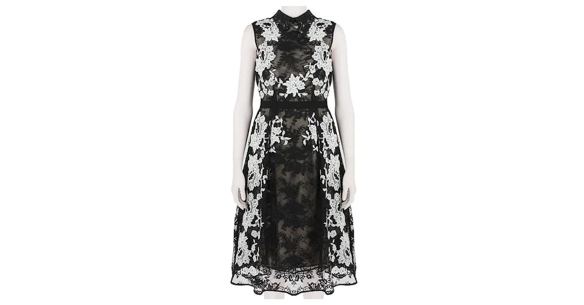 Vestido de encaje bordado de lujo de Erdem Negro 