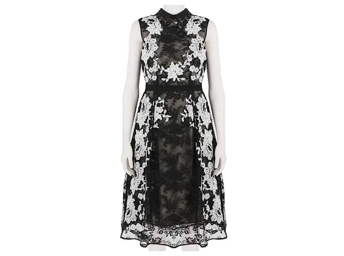 Vestido de encaje bordado de lujo de Erdem Negro 