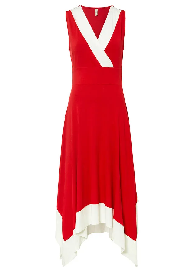 Vestido midi con falda ancha Rojo