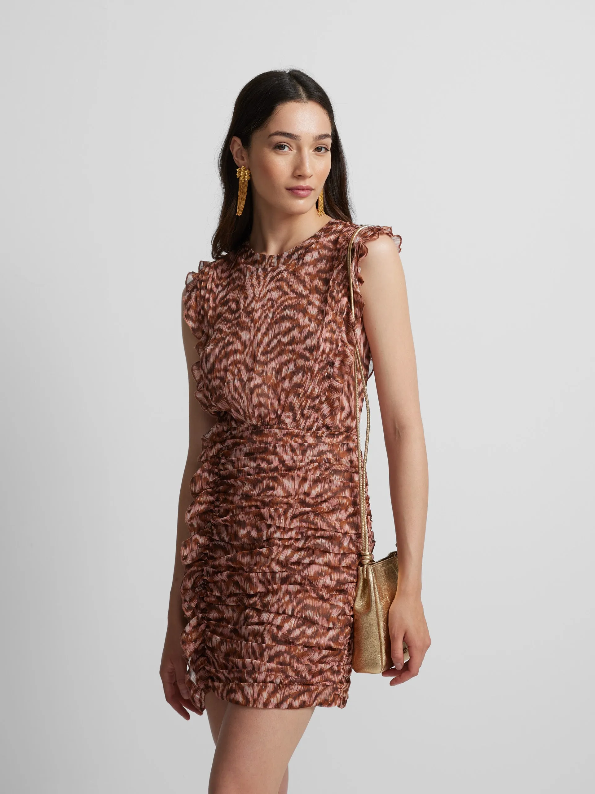 Vestido mini estampado animal print marron