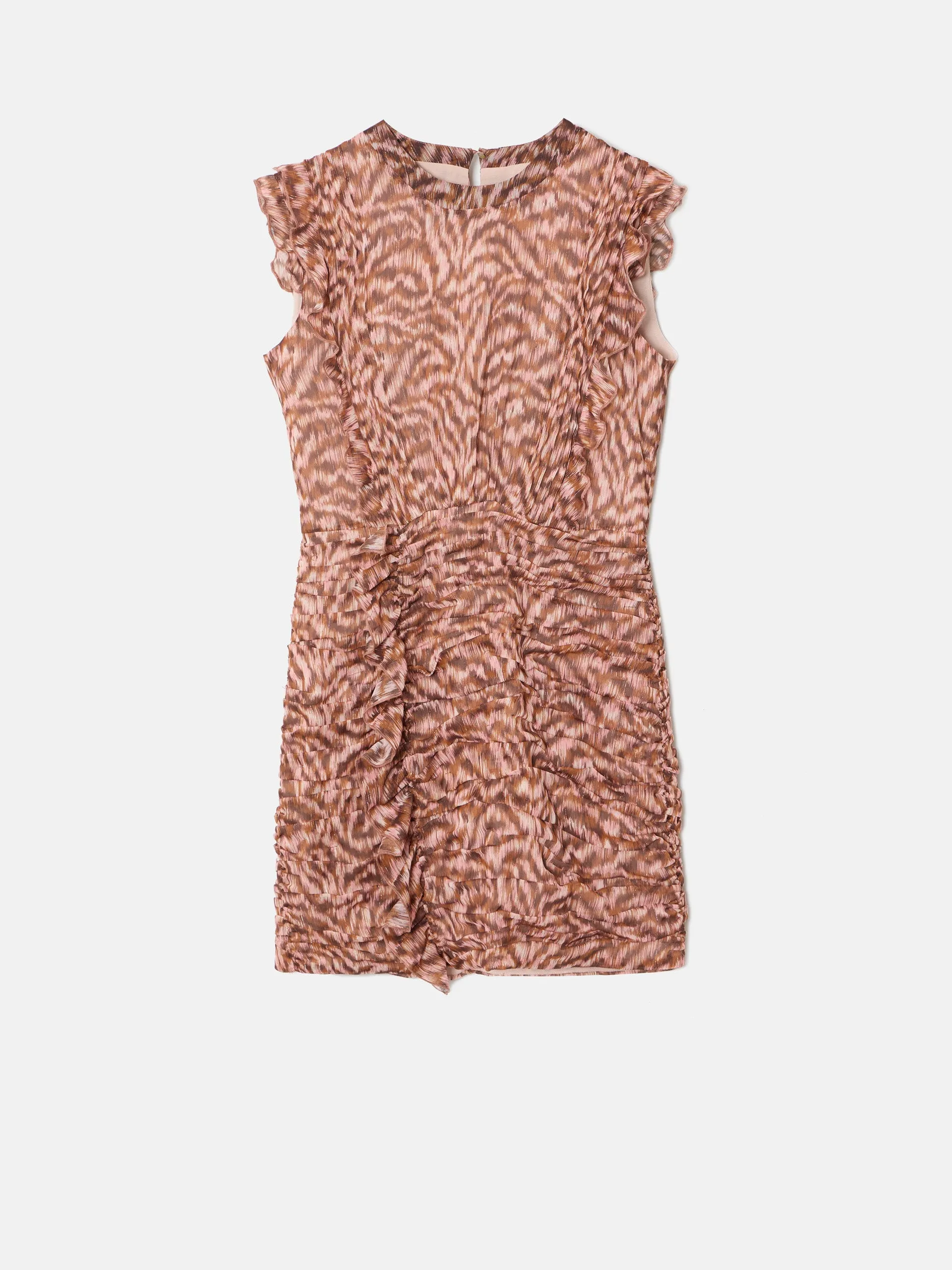 Vestido mini estampado animal print marron