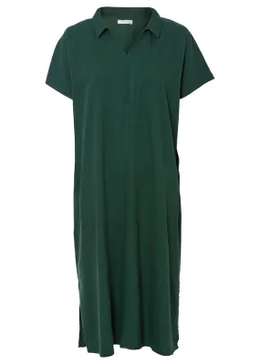 Vestido tipo caftán de lino Verde oscuro