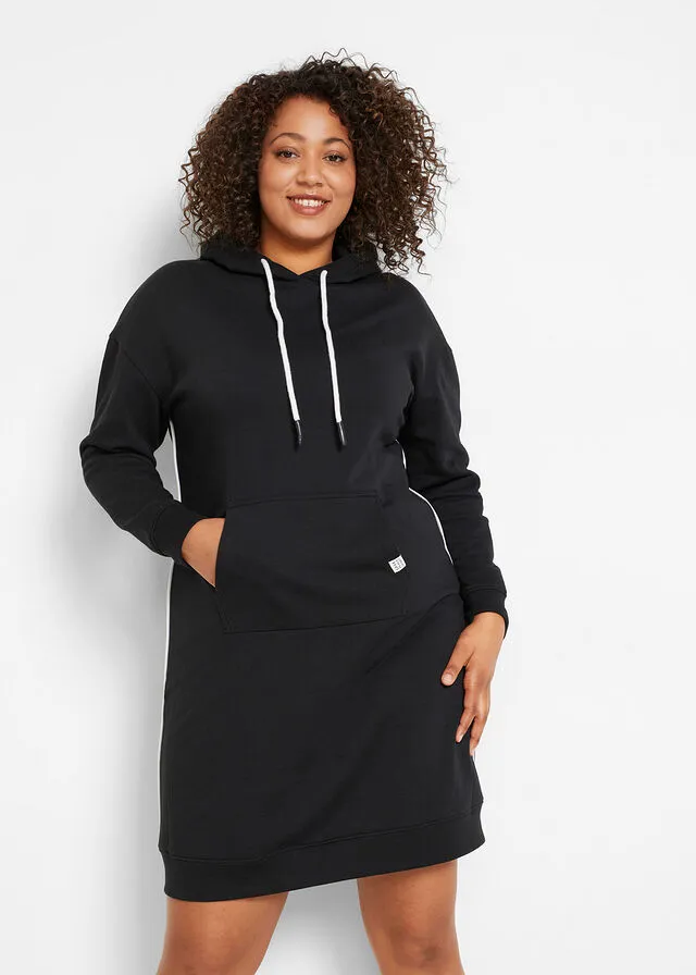 Vestido tipo sudadera con capucha Negro