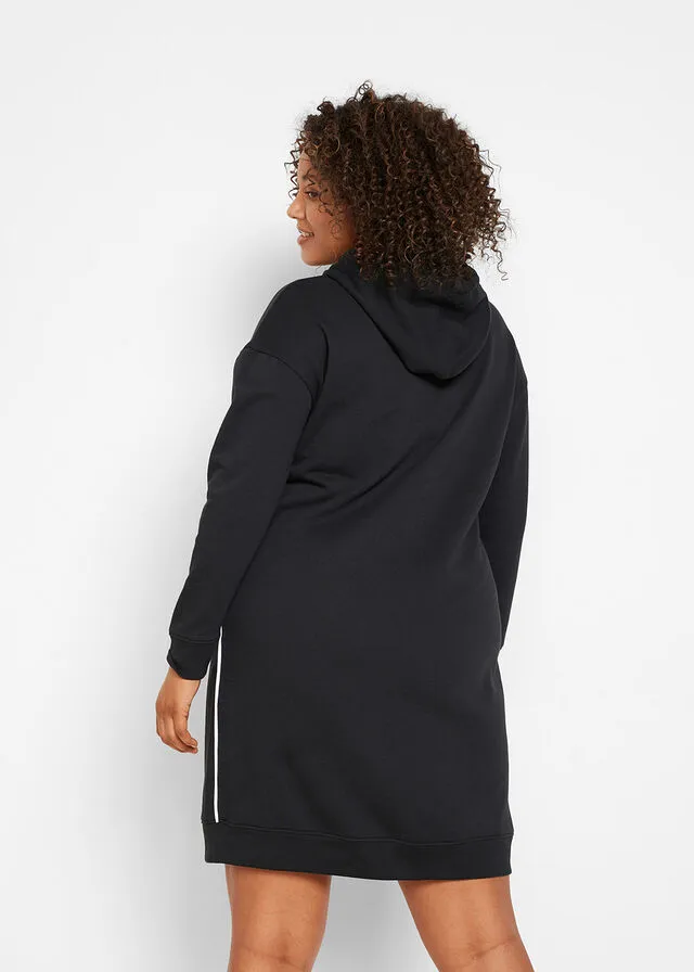 Vestido tipo sudadera con capucha Negro