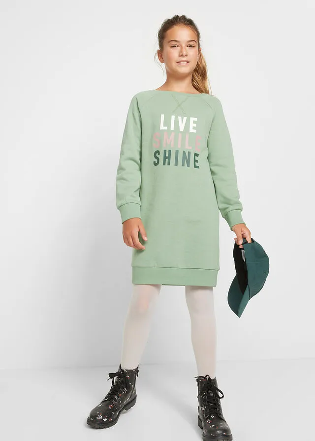 Vestido tipo sudadera para niñas Verde pino