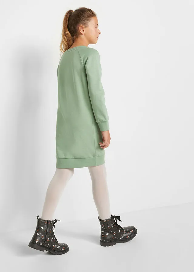 Vestido tipo sudadera para niñas Verde pino