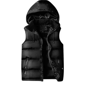 Yynuda Hombre Desmontable Con capucha Hacia abajo Chaqueta sin mangas Cuello de lana Casual Puffer Chaleco