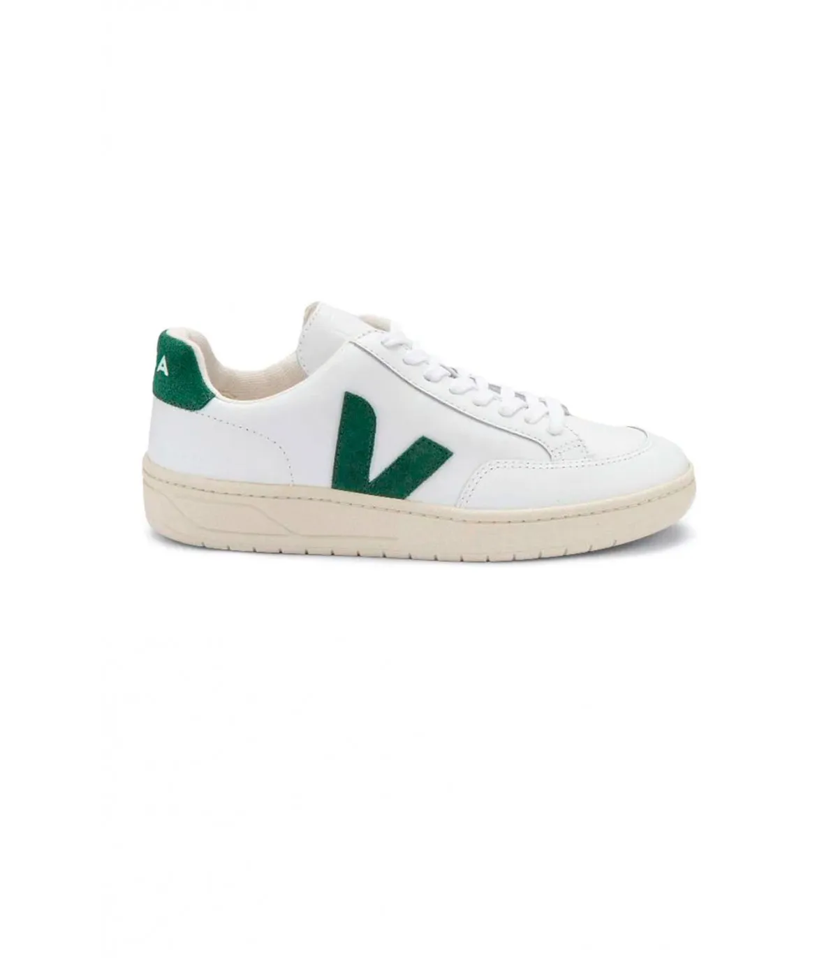 Zapatillas Veja V-12 Leather Blanco y Verde