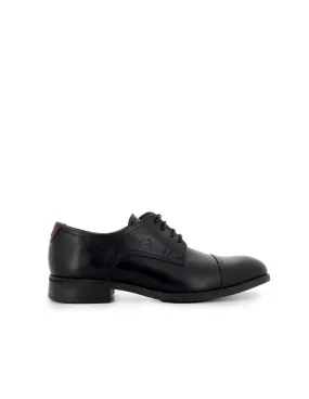 Zapato piel negro cordones costuras elegante hombre Fluchos