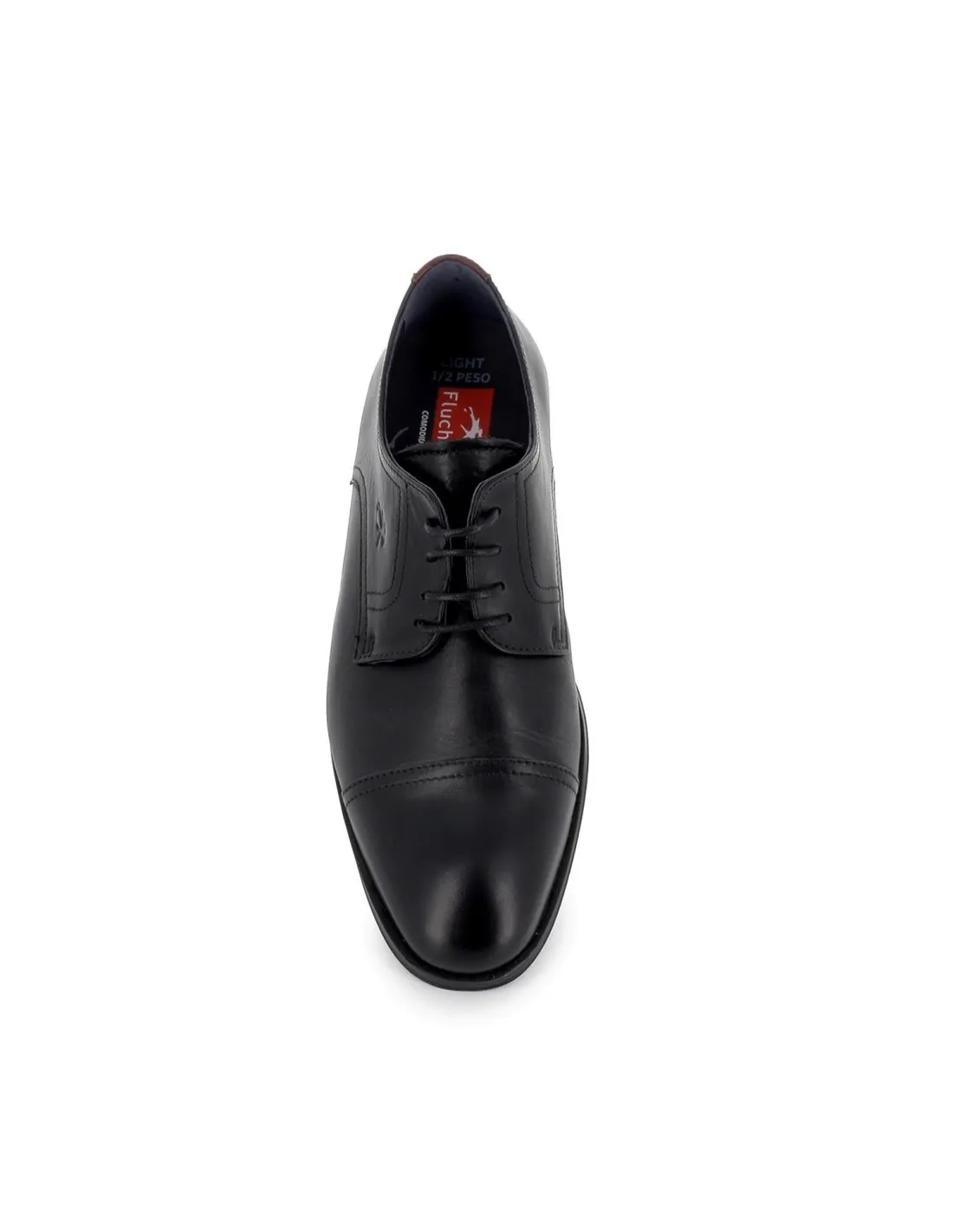 Zapato piel negro cordones costuras elegante hombre Fluchos